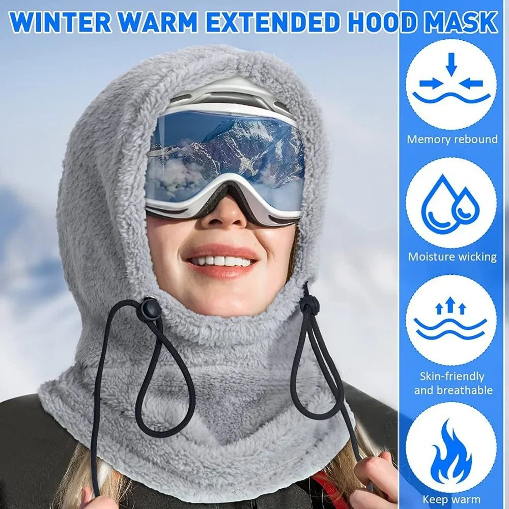 3 Pieces Unisex Winter Face Mask Beanie Hood Warm Face Cover Hat Scarf